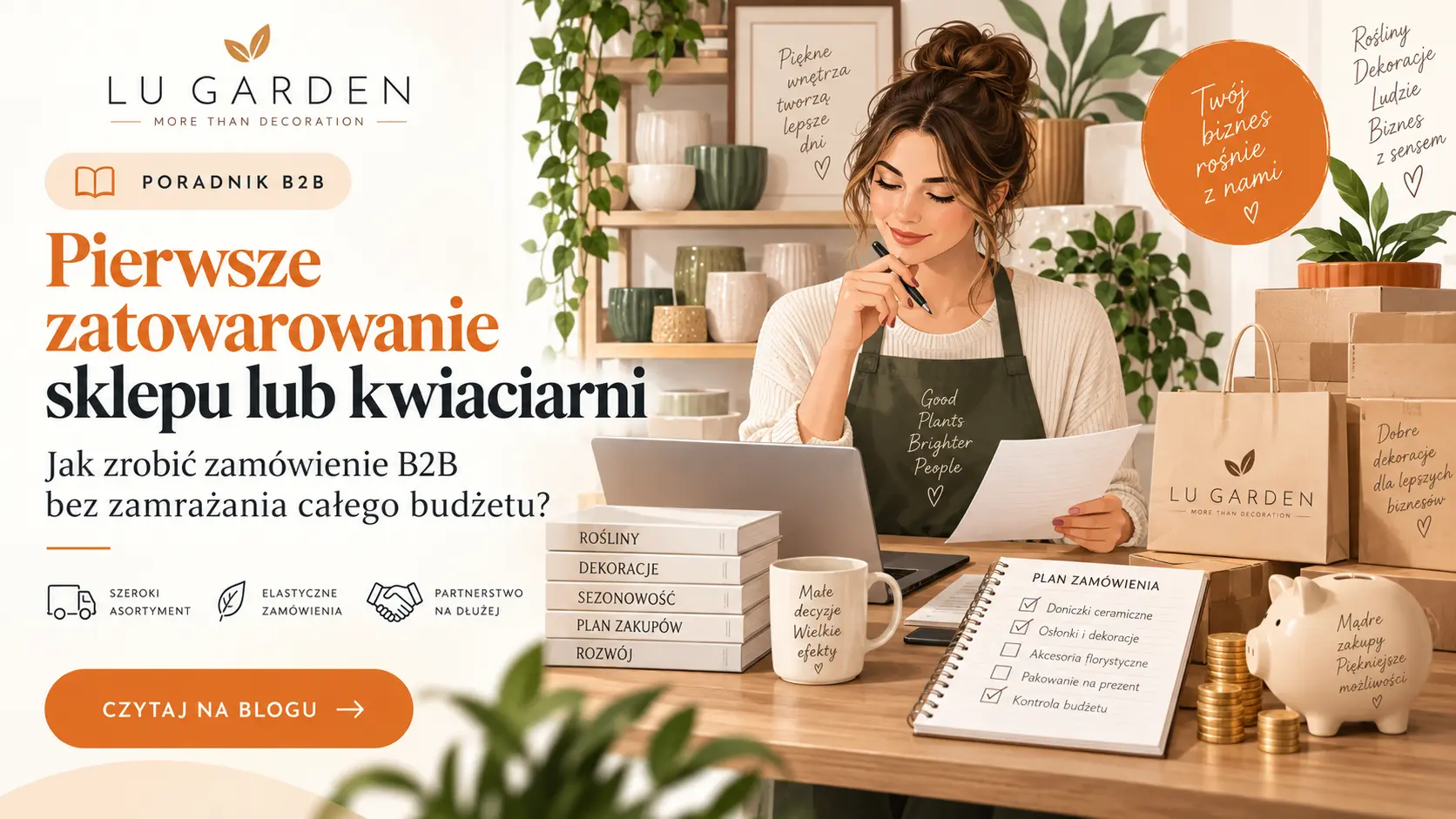 Pierwsze zatowarowanie sklepu lub kwiaciarni: jak zrobić zamówienie B2B bez zamrażania całego budżet