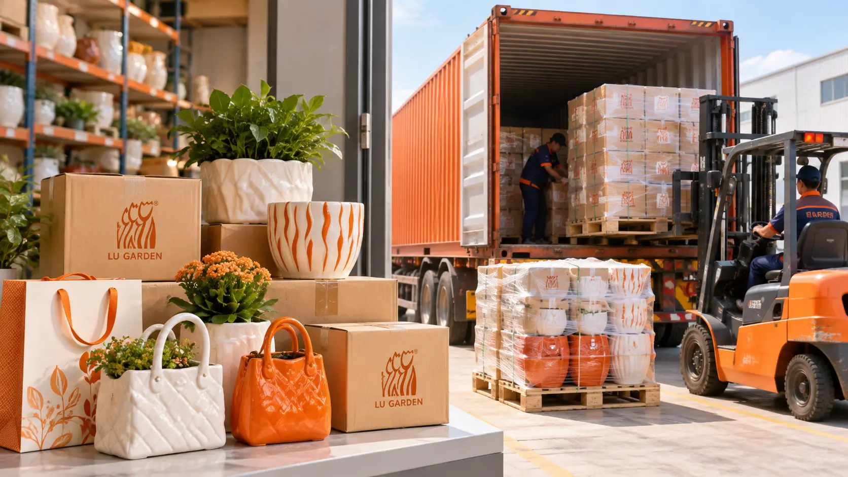 Wizualizacja logistyki LU GARDEN – przygotowanie palet i zamówień B2B do wysyłki